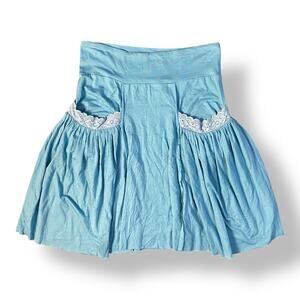 Free People‎ Cottagecore Pocket Mini Skirt Womens Size XS Blue Boho